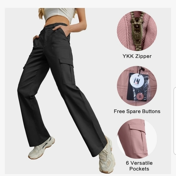Y2K Style Cargo Pants Black XXL Waist 19 inches plus stretch - Picture 1 of 9